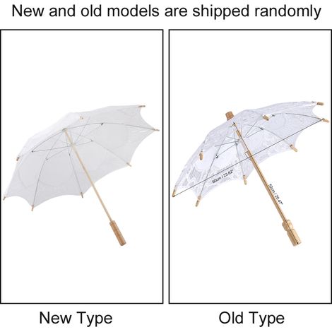 Parasol en dentelle pour mariage, parasol, parasol de soleil, décoration pour photos de mariage (grand modèle blanc) (1/5)