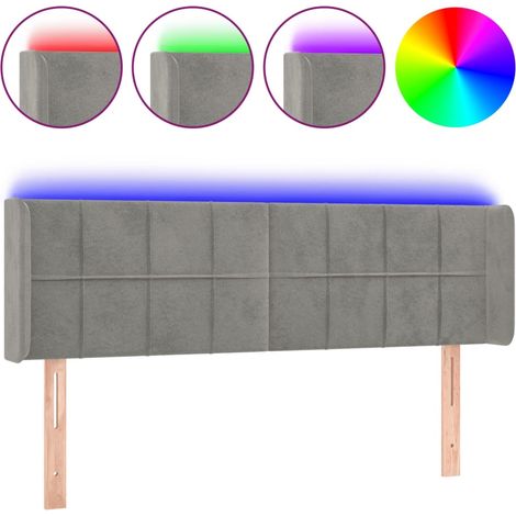 Maison Exclusive - Testiera Grigio Chiaro a LED 147x16x78/88 cm in Velluto (1/5)