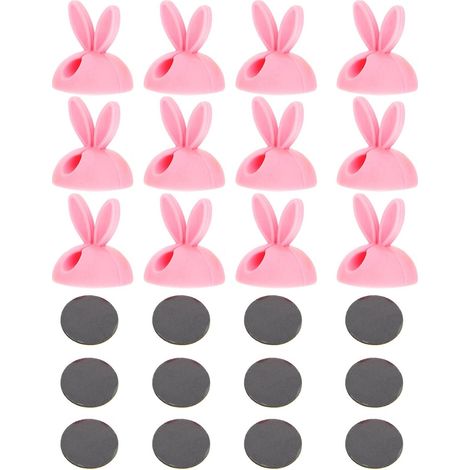 Clips Adhésifs pour Câbles avec Oreilles de Lapin 32 Pièces en Tpr, Organiseur de Câbles Rose pour Bureau, Protège et Organise les Fils D'ordinateur (1/5)