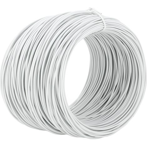 Bobine de fil d'attache de 0,75 mm x 50 m, en fer galvanisé revêtu de PVC, pour la fixation de barres d'armature et de câbles à fibres optiques, blanc. (1/5)