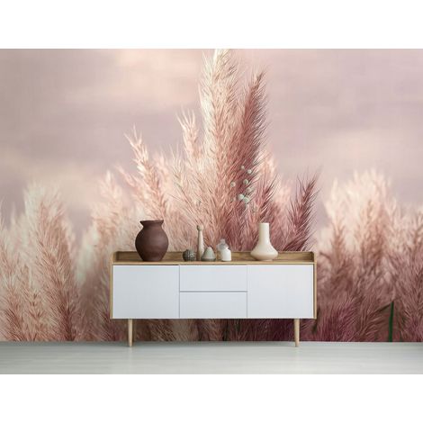 Fototapete Weizen Rosa Natur 3D-Optik, für Wohnzimmer und Schlafzimmer, 150 x 105 cm – Komplettset inkl. Kleister & Anleitung (1/5)