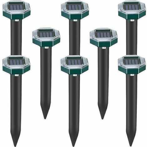 Lot de 8 pics repulsifs a ultrasons pour taupes, serpents et campagnols a energie solaire pour pelouse, jardin et cour, repulsif a sardines TRIMEC (1/4)