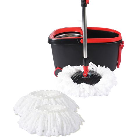 Spin Mop Bucket Set 360° Degree Stainless Steel Rotating Wet Dry Black