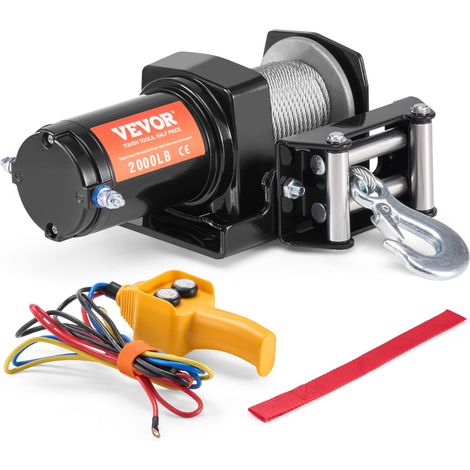 Treuil électrique 907 kg, 12 V CC treuil pour VTT/UTV avec câble en acier à 7 brins de Φ0,4 x 1188,7 cm, télécommande à distance filaire, étanchéité IP55, pour remorquage ,VTT, UTV, tout-terrain (1/5)