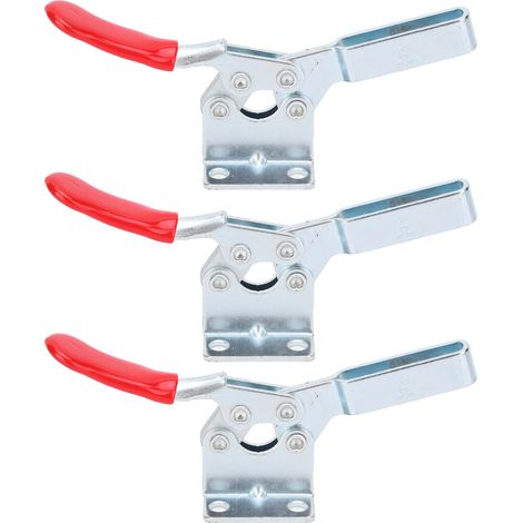 Étau de serrage Hercules GH-201B, dispositif de fixation rapide pour menuiserie, étau de maintien à came, lot de 3 pièces, outillage professionnel de bridage, serre-joint d'établi robuste (GH-201B) (1/5)