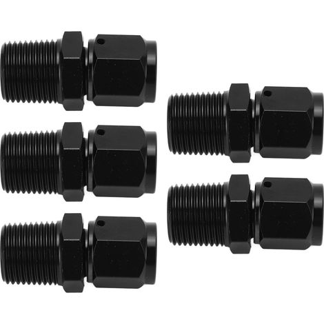 5-teiliges Adapterset, 6AN-Innengewinde auf 3/8-Zoll-NPT-Außengewinde, schwarzes Aluminium, gerade, einfacher Austausch, 6AN-auf-3/8-Zoll-NPT-Schlauchverbinder (1/5)