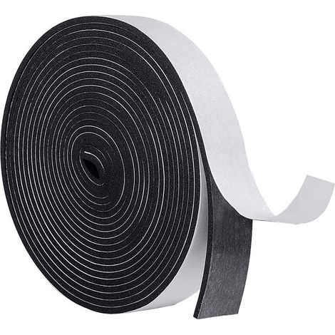 Ruban mousse adhésif noir 10 m, épaisseur 5 mm, largeur 25 mm, pour portes et fenêtres, coupe-vent et isolant (1/5)