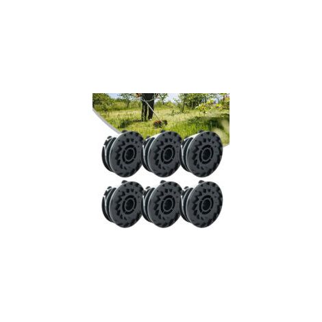 Lot de 6 bobines de fil de rechange pour coupe-bordure – Compatible LIDL Parkside PRTA 20-Li A1, B2, C3, PRT 550 A1, A3, PRT 300 A1 – Système d'alimentation automatique