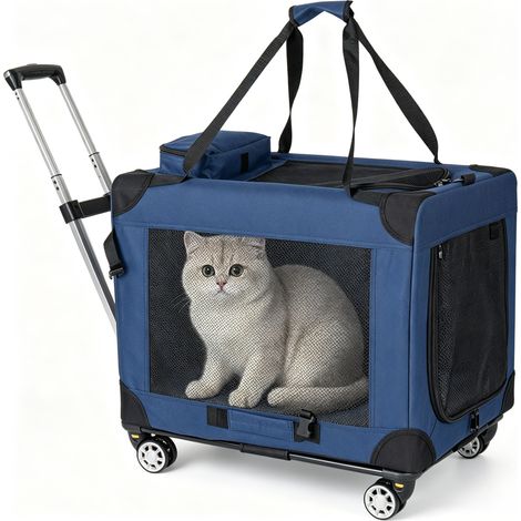 Geworzi Cage de transport pliable pour animaux – Caisse portable respirante avec matelas amovible – Pour chien, chat, rongeur 60x42x42 cm (1/5)