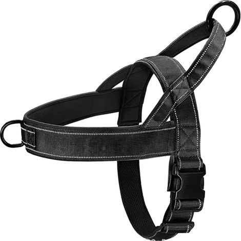 Hundegeschirr, strapazierfähiges Material, verstellbar mit reflektierenden Streifen, XL-a, schwarz (1/2)