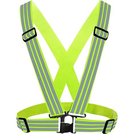 Gilet de sécurité réfléchissant haute visibilité 2 pièces, gilet de sécurité réglable pour la course, le cyclisme et les motos (1/5)