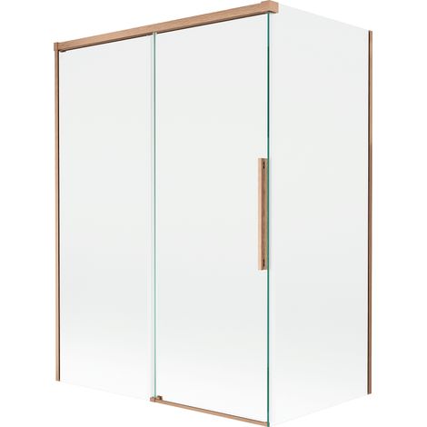 Mexen Rox paratia per vasca da bagno scorrevole a 2 ante 120 + 70 x 150 cm, trasparente, rame spazzolato - 8C9-120-070-65-00