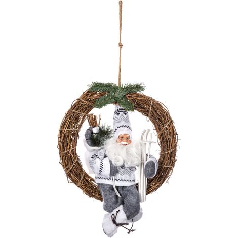 Couronne de Noël en bois avec Père Noël