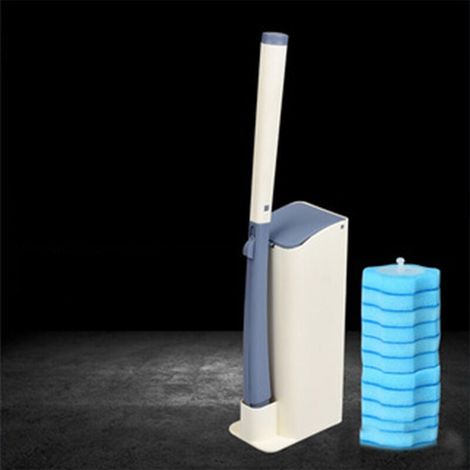 Kit de brosse WC jetable avec support mural - Système de nettoyage de toilettes jetable avec de rechange pour brosse WC (1/4)
