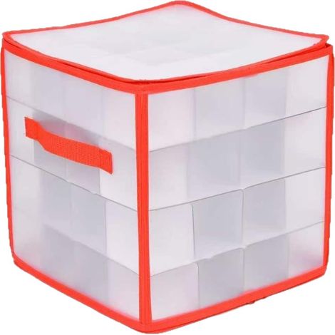 Boîte de rangement de Noël avec couvercle – Organisateur à 64 compartiments pour décorations et boules de Noël (1/4)