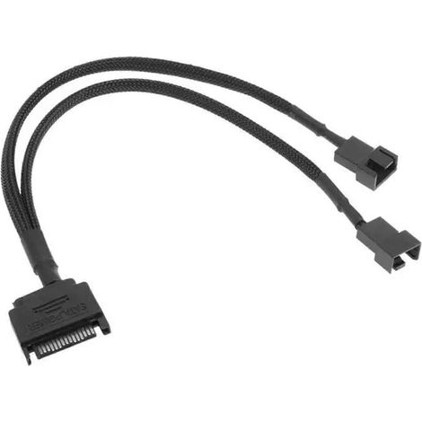 Câble d'extension SATA 15 broches vers 3/4 broches pour ventilateur de processeur de carte mère d'ordinateur portable - Durable - SATA vers 2 ports de ventilateur