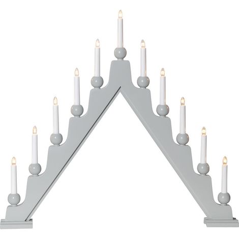 Pyramide lumineuse Star Trading 'Stellan', grande arche lumineuse en bois, fonctionnement sur secteur, gris clair, H 69 cm, L 75 cm (1/3)