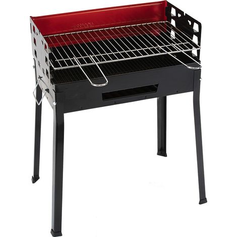 Barbecue braciere a Carbonella e Legna Griglia in Acciaio 50x30 cm per Giardino terrazzi  bbq outodoor con Paravento Ideale Outdoor grigliate arrostire di carne verdure o pesce qualita' made in italy