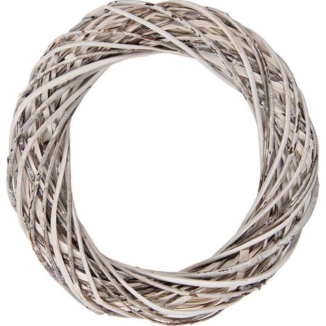 Couronne Décorative en Rotin Blanc Ø 30 x 6 cm pour Décoration de Porte et Mur - PANGIVO (1/2)