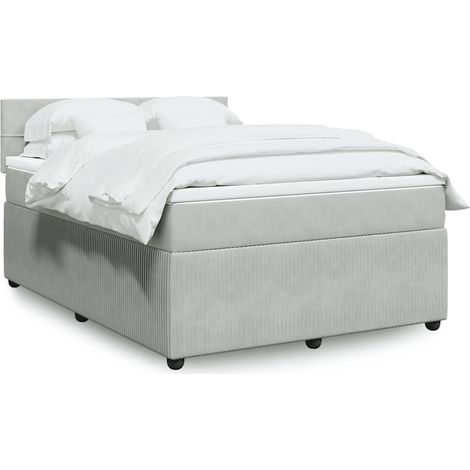 Boxspringbett mit Matratze Hellgrau 140x200 cm Samt