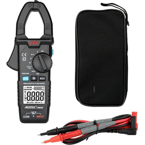 Pince ampèremétrique numérique MESTEK CM83B 600 A, courant alternatif, tension alternative/continue, ohms, valeur efficace vraie, plage automatique, VFD, capacité, testeur NCV, ampèremètre, multimètre (1/5)