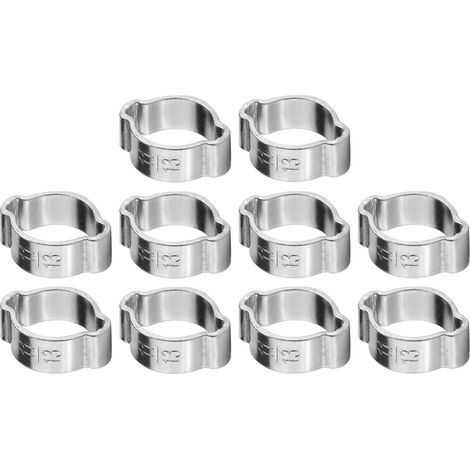 10 colliers de serrage galvanisés à double oreille en fer, 5–23 mm, pour tuyaux de carburant (11–13 mm) (1/5)