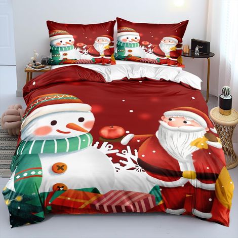 Parure de lit 3 pièces - Housse de couette 155 x 220 cm - Rouge et blanc - 3D - Douce - Avec fermeture éclair et 2 taies d'oreiller de 80 x 80 cm - Pour adolescents garçons et enfants (1/5)