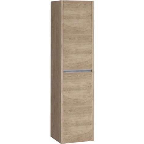 Columna Baño Suspendida 1 Puerta 140 x 34,9 x 32,2cm Roble natural Tirador Cromo (1/5)