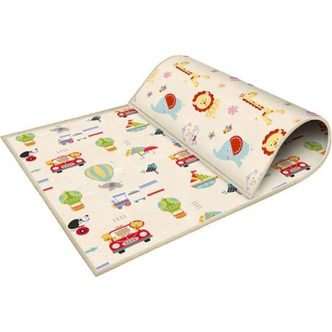 1 pièce Tapis de jeu réversible, 180 x 150 x 0,5 cm, multicolore, pliable, pour chambre d'enfant et salle de jeux (1/5)