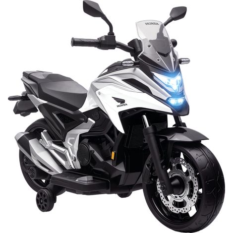 AIYAPLAY 12V Honda Licensed Kids Electric Motorbike w/ Music, Headlights, Early Education Function, for 3-6 Years White