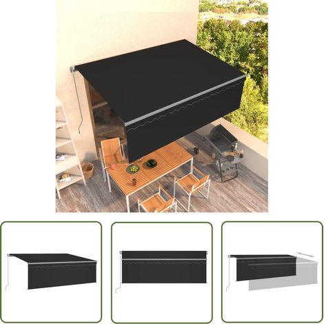 The Living Store Markise Manuell Einziehbar mit Rollo 4x3 m Anthrazit - Versenkbare Markise - Alu Markise - Gartensonnenschutz - Markise Anthrazit - Outdoor Markise (1/5)