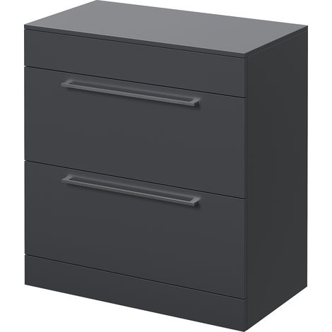 Napoli 460 Gloss Grey 800mm 2 Drawer Vanity Unit for Countertop Basins - 800mm - Chrome 480mm Handle