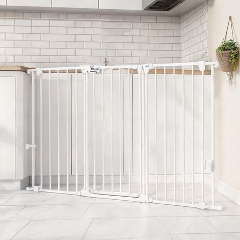 Barrière pour animaux blanc en acier 206 x 3 x 120 cm (1/5)