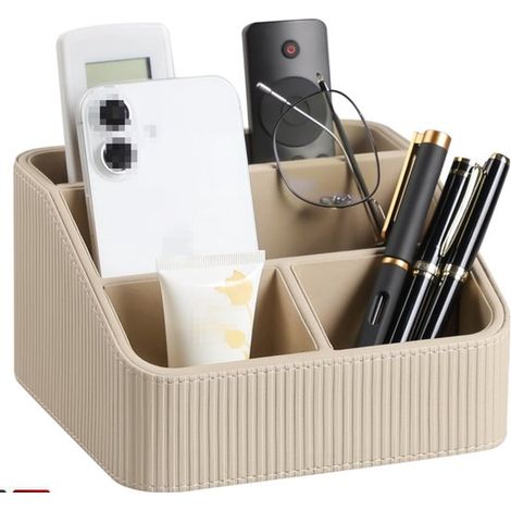 Estante organizador para 4 mandos a distancia - Piel sintética - Beige (1/4)