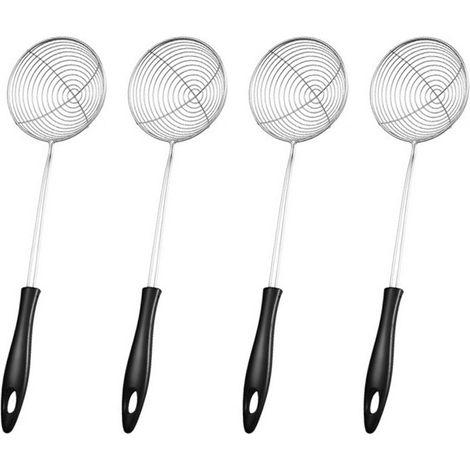 Filtre Cuisine - Passoire En Acier Inoxydable Pour Pâtes Légumes Thé Huile - Cuillère Écumoire À Long Manche - Lot De 4 (1/5)