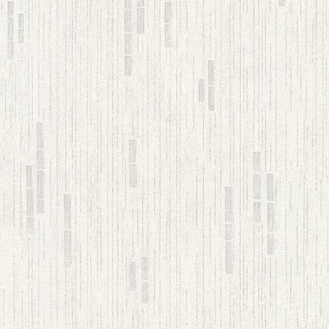 Papier peint tendance & moderne avec paillette | Papier peint blanc & gris à motif pailleté | Tapisserie à motif grise métallique - 10,05 x 0,53 m