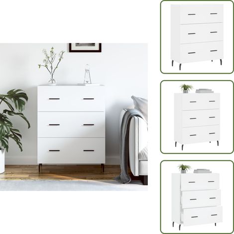 The Living Store Buffet blanc 69,5x34x90 cm bois d'ingénierie - Rangement (1/5)