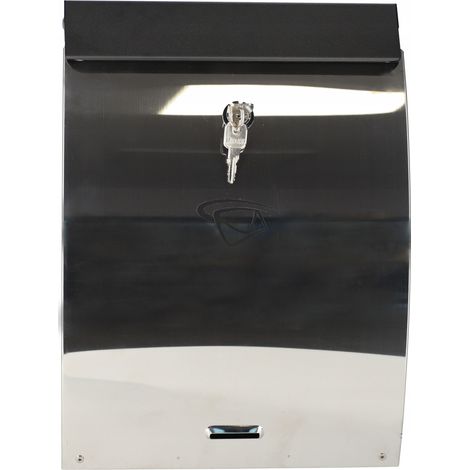 schwarzer Briefkasten für Zeitungen, 345 x 250 mm, Stahlbriefkasten (1/5)