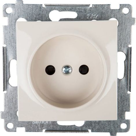 Simon 54 Einzelsteckdose b/u 16A IP20 mit Schienenverschluss creme DG1Z.01/41