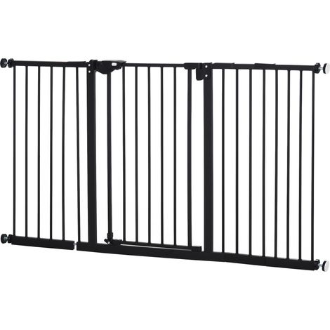 Cancelletto di Sicurezza per Animali Domestici 74-152,3 cm in Metallo Nero (1/5)