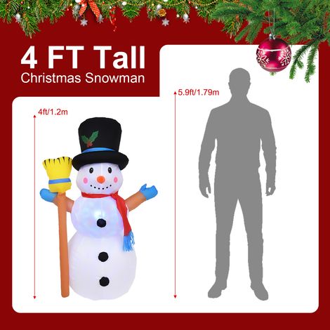 Bonhomme de Neige Géant 1,2 m Extérieur Étanche avec Lumières LED Rotatives et Piquets pour Décoration Noël Jardin Fête (1/2)
