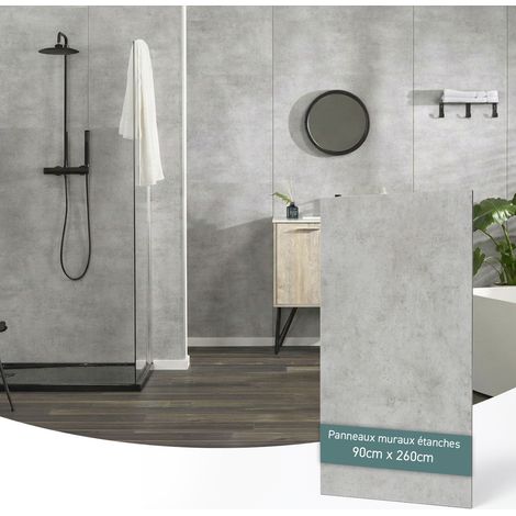 Dumawall XL Panneau mural PVC béton gris étanche 90 x 260 cm (1/5)