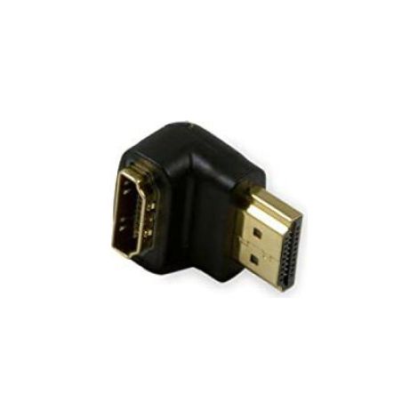 Adaptateur HDMI Coudé - 90 Degres - HDMI Femelle Vers Mâle - HDMI 1.4 - Plaqué Or 24 Carats - Noir - 1 Pièce (1/2)