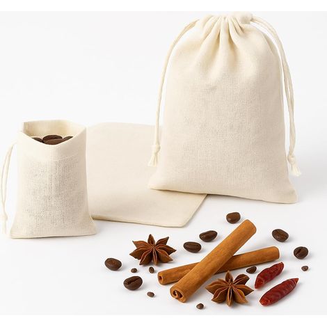 50 Pièces Sacs d'Épices pour Cuisine, Sacs Filtrants en Mousseline Réutilisables pour le Thé, Étoffe de Fromage Non Blanchie, 3 Tailles Différentes pour Thé, Café, Filtre, Épices