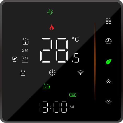 WiFi Thermostat - Underfloor Heating Thermostat - Supports App Control - Voice Control Compatible with Alexa/Google Home - for Hot Water Preparation (Black) (1/5)