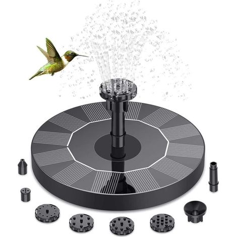 Fontaine Solaire Exterieure de Jardin 1.5W, Pompe Solaire d'étang à 6 Buses, Fontaine Solaire pour Jardins, Bains d'oiseaux, Etangs (1/5)