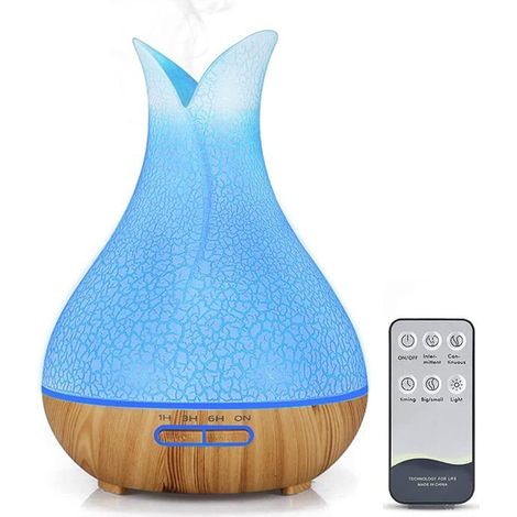 Ecleanfy - Diffuseur d'huiles essentielles 400 ml, humidificateur, arrêt automatique, lumière LED 7 couleurs, diffuseur de parfum d'intérieur