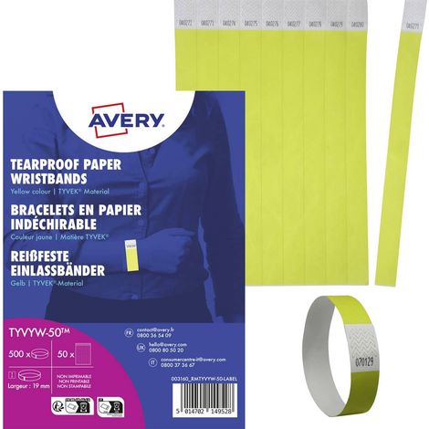 Avery-Zweckform TYVYW-50 Nastro di ammissione (L x L) 256 mm x 19 mm striscia adesiva 500 pz. (1/4)