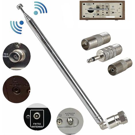 Antenne radio FM, antenne télescopique FM, connecteur mâle de type F 75 ohms (1/5)