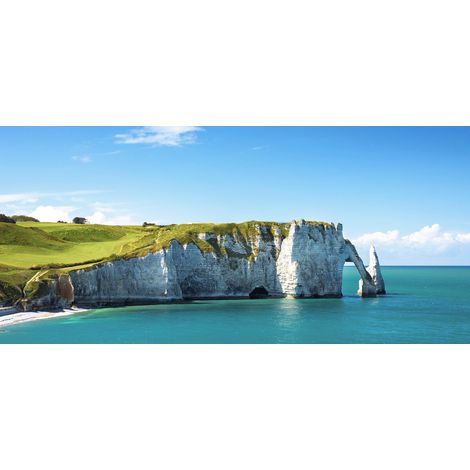 Tableau sur verre synthétique panorama Etretat 65x145 cm - Impression sur Verre synthétique - Image HD  imprimée sur Verre synthétique - Tableau mural décoratif - Fabriqué en France (1/4)